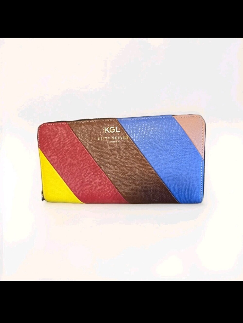 Kurt Geiger Colorblock Zip Wallet in Blue, Brown, Red & Yellow Like NEW